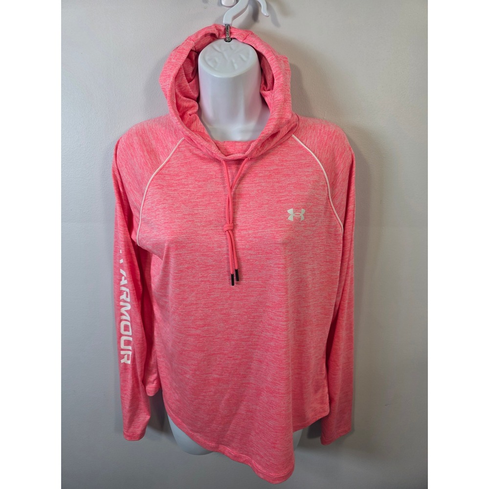 Under Armour HeatGear Pink Space Dye Hoodie Loose Fit Womens Medium Pullover